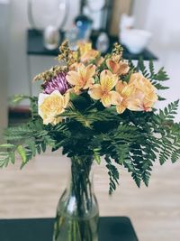 Close-up of flowering plant in vase on table