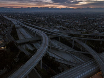 High angle view of elevated road amidst buildings in city