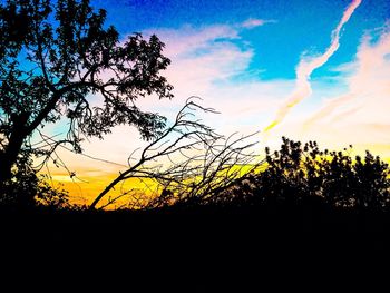 Scenic view of field against sky at sunset