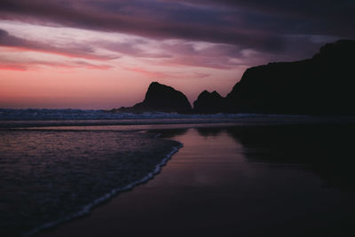 Scenic view of sea against sky during sunset