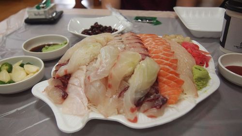 Close-up of meal served in plate