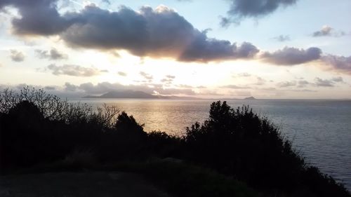 Scenic view of sea at sunset