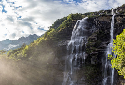 Scenic view of waterfall in forest