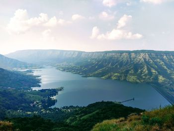Scenic view of landscape and mountains at mahabaleshwar, india