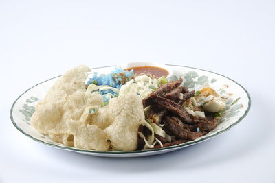 Close-up of breakfast served in plate