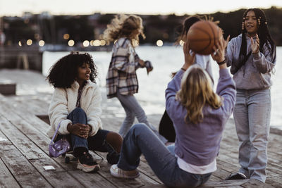 Group of people relaxing outdoors