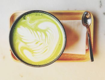 Directly above shot of coffee on table