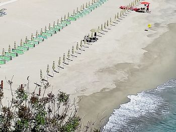 High angle view of snow on beach