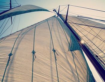 Low angle view of mast against sky