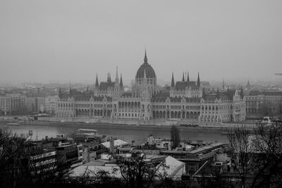 View of cityscape with river in background