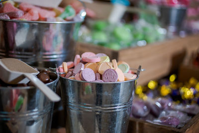 Close-up of drink in glass jar on table