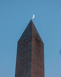 Low angle view of building against clear blue sky