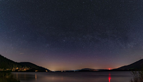 Scenic view of sea against sky at night