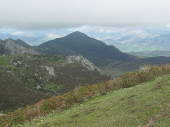 Scenic view of mountains against sky