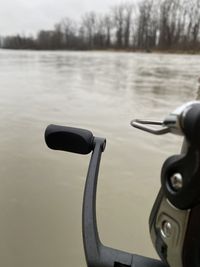 Close-up of boat in lake