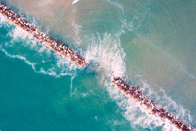 High angle view of water splashing in swimming pool