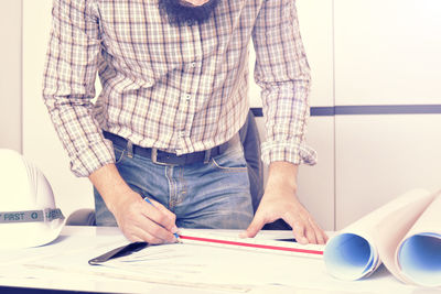 Man working on table