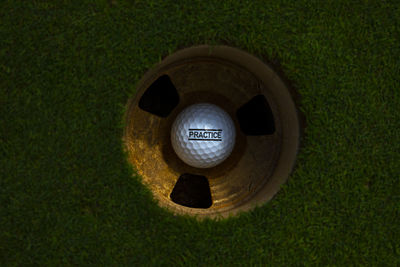 High angle view of ball on grass