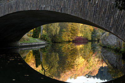 Reflection of arch bridge on water