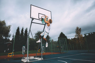 Basketball hoop against sky