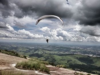 Paragliding over mountains