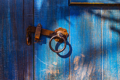 Close-up of old metal door