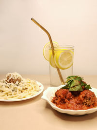 Close-up of food on table