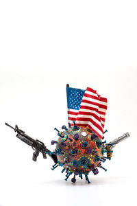 Low angle view of flags against white background