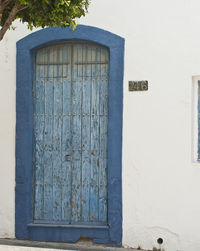 Closed door of building