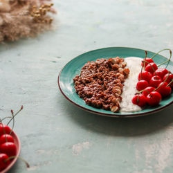 Close-up of food in plate on table