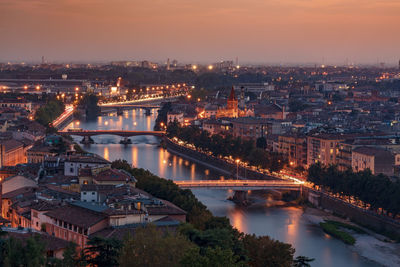 A day in verona, sunset on the city