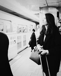 Train at railroad station platform