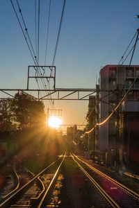 Railroad tracks at sunrise time