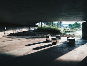 Empty benches in the dark