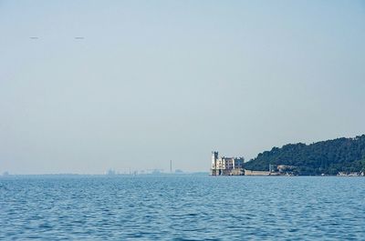 Scenic view of sea against clear sky