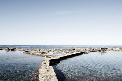 Scenic view of sea against clear sky