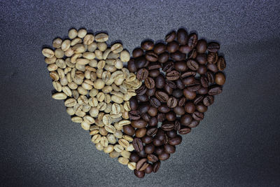 High angle view of heart shape on table