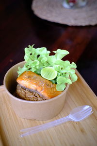 High angle view of food on table