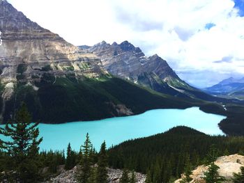 Scenic view of mountains against sky