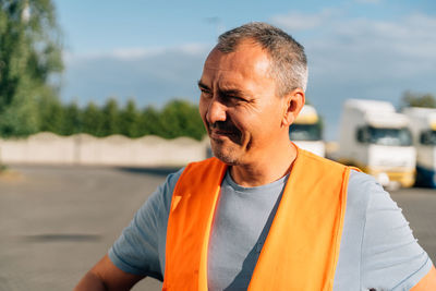 Portrait of man looking away