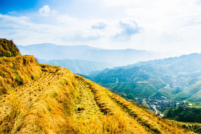 Scenic view of mountains against sky