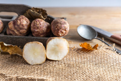 Close-up of fruits on table
