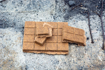 Directly above shot of stone on rock