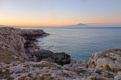 Scenic view of sea against sky during sunset