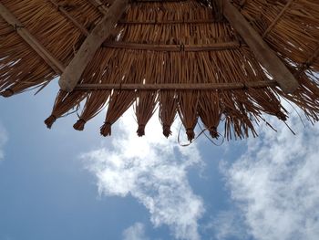 Low angle view of roof against sky