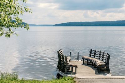 Scenic view of lake against sky