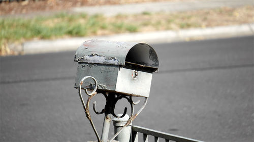 Close-up of mailbox on street