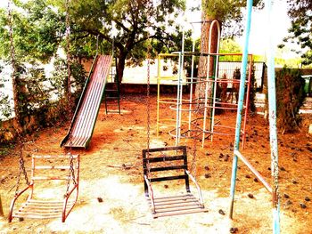 Empty chair in park