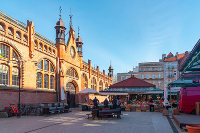 Low angle view of buildings in city