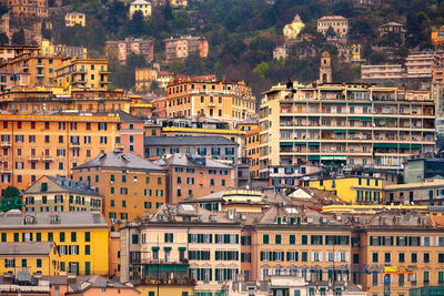 Skyline of genoa waterfront, italy